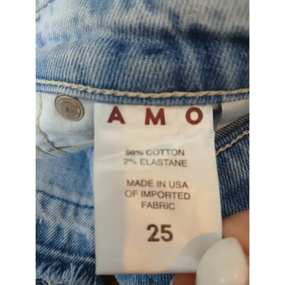 AMO Babe button fly distressed hems sweet cheeks ‎ sz 25